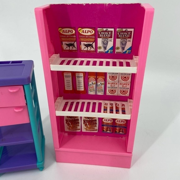 VINTAGE Barbie Pretty Pet Parlor Playset Shelf & Cart Replacement Accessory Lot - Picture 4 of 10